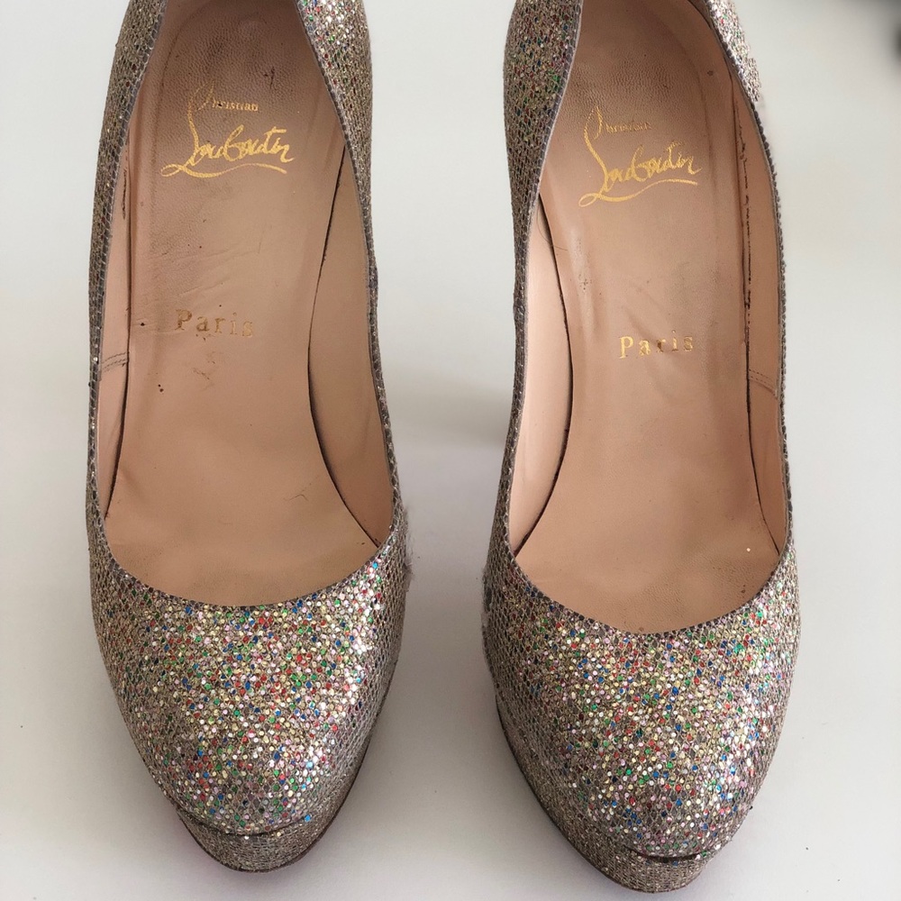 Christian Louboutin Gold Glitter Bibi 140 Pump